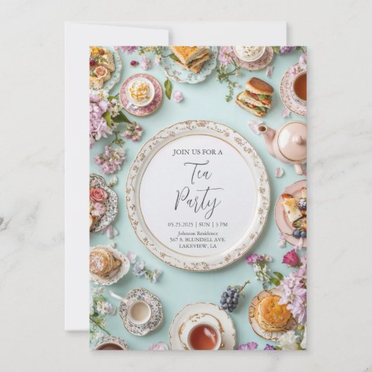 Invitation Whimsical Floral Tea Party (Devant)