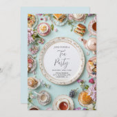 Invitation Whimsical Floral Tea Party (Devant / Derrière)