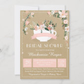 Invitation Whimsical Floral Teacup Fête des mariées (Devant)