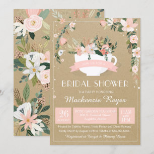 Invitation Whimsical Floral Teacup Fête des mariées
