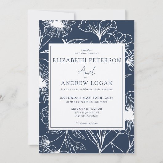 Invitation Whimsical Floral Wedding (Devant)