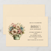 Invitation Whimsical Flowers in a Planter Pot Birthday (Devant / Derrière)