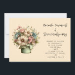 Invitation Whimsical Flowers in a Planter Pot Wedding<br><div class="desc">A wedding invitation with a cute image. Blue. pink and cream colored flowers with green leaves. Set inside a green flower pot with a green plaid cloth hanging over the side.</div>