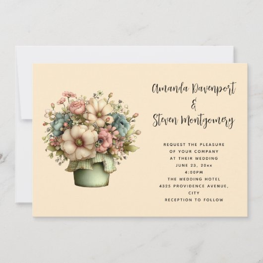Invitation Whimsical Flowers in a Planter Pot Wedding (Devant)