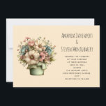 Invitation Whimsical Flowers in a Planter Pot Wedding<br><div class="desc">A wedding invitation with a cute image. Blue. pink and cream colored flowers with green leaves. Set inside a green flower pot with a green plaid cloth hanging over the side.</div>