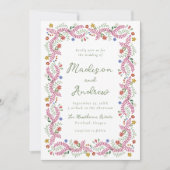 Invitation Whimsical Folk Art Floral Wedding (Devant)