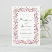 Invitation Whimsical Folk Art Floral Wedding (Debout devant)