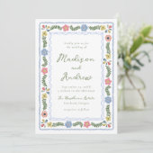 Invitation Whimsical Folk Art Floral Wedding (Debout devant)