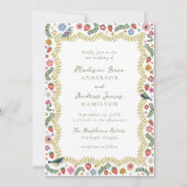 Invitation Whimsical Folk Art Floral Wedding (Devant)