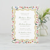Invitation Whimsical Folk Art Floral Wedding (Debout devant)