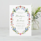 Invitation Whimsical Folk Art Floral Wedding (Debout devant)