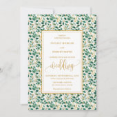 Invitation Whimsical Forest Green Gold Feuilles de mariage In (Devant)