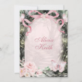 Invitation Whimsical Forest Pink Bow Coquette Butterfly I (Dos)