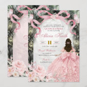 Invitation Whimsical Forest Pink Bow Coquette Butterfly I (Devant / Derrière)