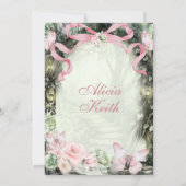 Invitation Whimsical Forest Pink Sage Bow Coquette Butterfly  (Dos)