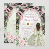Invitation Whimsical Forest Pink Sage Bow Coquette Butterfly  (Devant / Derrière)