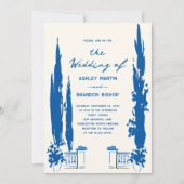 Invitation Whimsical French Blue Garden Pastoral Wedding (Devant)