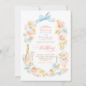 Invitation Whimsical French Floral Hand Drawn Wedding (Devant)