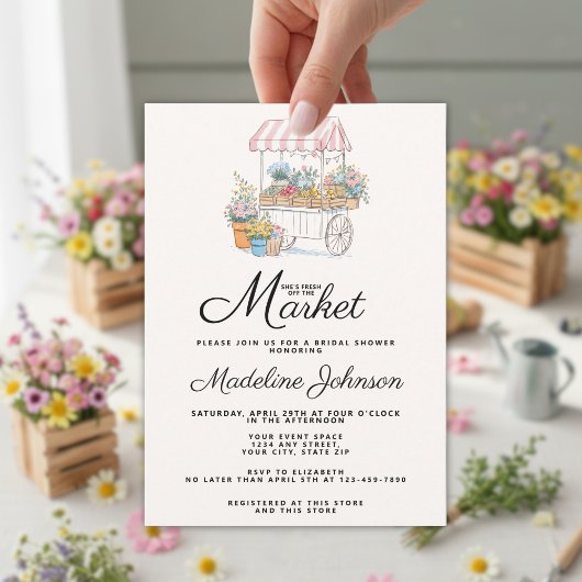 Invitation Whimsical Fresh Off The Market Bridal Shower 