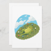 Invitation Whimsical Frog Chilling On The Hill Illustration (Devant / Derrière)