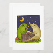Invitation Whimsical Frogs Tea Party At Night Illustration (Devant / Derrière)