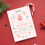 Invitation Whimsical Fun Cookies & Cocktails Christmas Party<br><div class="desc">Invités Invitations à une fantastique fête de Noël en France avec cette insolite invitation de fête manuscrite. Avec son mélange ludique de rose, de rouge et de vert, il saisit le charme d'une esthétique vintage avec des gribouillis funky de cocktails, de biscuits et d'arcs. Idéal pour ceux qui recherchent un...</div>