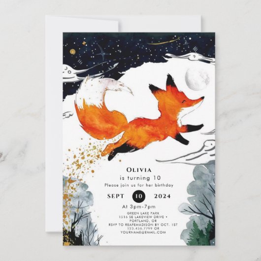 Invitation Whimsical Fun Fox anniversaire (Devant)