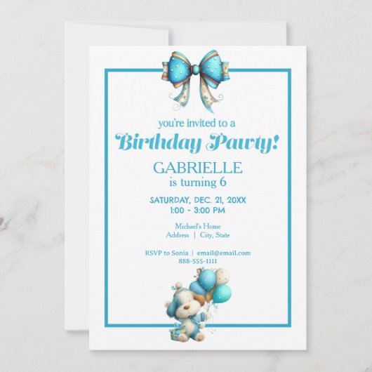 Invitation Whimsical Fun Teal Birthday  (Devant)