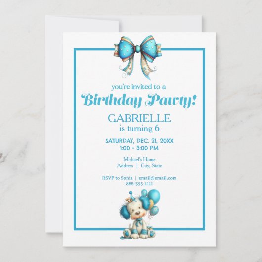 Invitation Whimsical Fun Teal Birthday  (Devant)