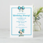 Invitation Whimsical Fun Teal Birthday  (Debout devant)