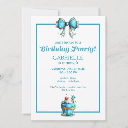 Invitation Whimsical Fun Teal Birthday  (Devant)