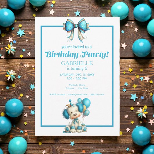 Invitation Whimsical Fun Teal Birthday 