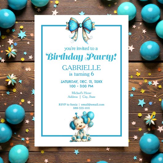 Invitation Whimsical Fun Teal Birthday 