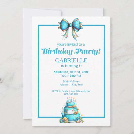 Invitation Whimsical Fun Teal Birthday  (Devant)
