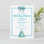 Invitation Whimsical Fun Teal Birthday  (Debout devant)