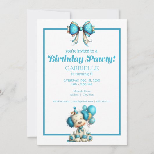 Invitation Whimsical Fun Teal Birthday  (Devant)
