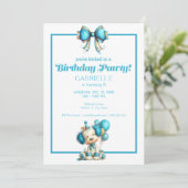 Invitation Whimsical Fun Teal Birthday  (Debout devant)