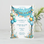 Invitation Whimsical Fun Teal Birthday  (Debout devant)