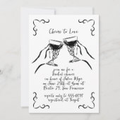 Invitation Whimsical Funky encourage à aimer la Fête des mari (Devant)