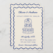 Invitation Whimsical Funky Main tiré Mariage de gâteau photo (Devant / Derrière)