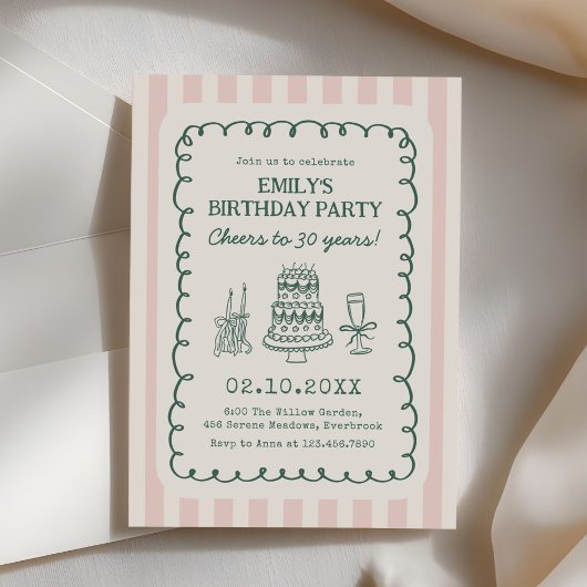 Invitation Whimsical Funky Quirky 30th Birthday Party