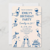 Invitation Whimsical Funky Quirky dessin Anniversaire (Devant)