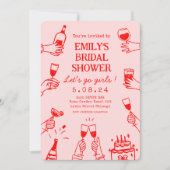 Invitation Whimsical Funky Quirky main Fête des mariées de de (Devant)