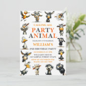 Invitation Whimsical Funny Animals 2nd Birthday Party (Debout devant)