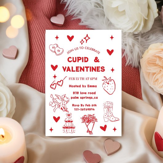 Invitation Whimsical Galentines Cupid & Galentine's Party