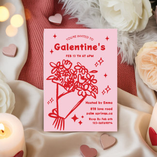Invitation Whimsical Galentines Valentines girls  Party