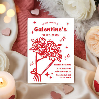 Invitation Whimsical Galentines Valentines girls  Party