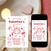 Invitation Whimsical Galentines Valentines girls  Party