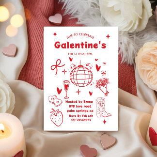 Invitation Whimsical Galentines Valentines girls Party