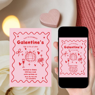 Invitation Whimsical Galentines Valentines girls  Party